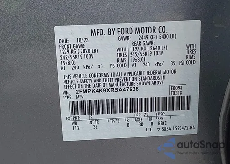 2024 Ford Edge Titanium from USA, damaged, VIN 2FMPK4K9XRBA47636